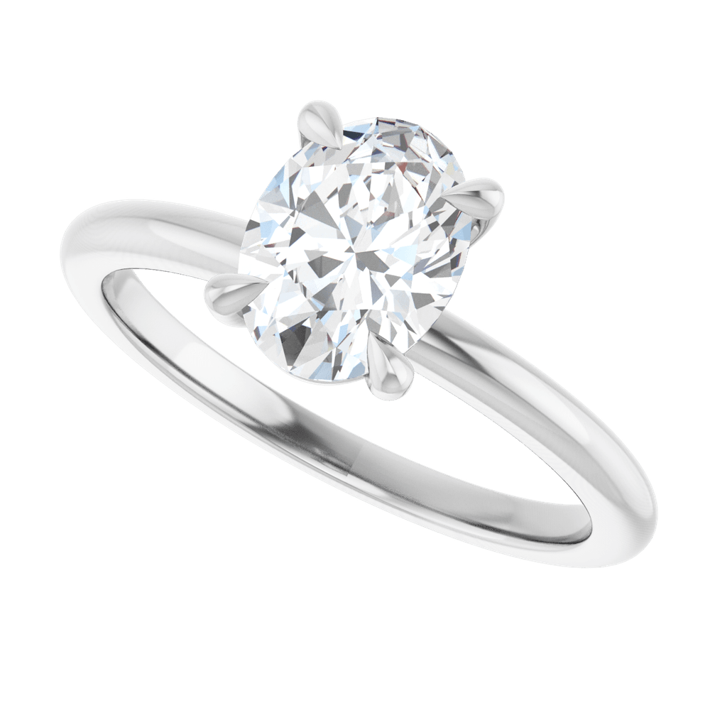 14k Gold Oval Lab-Grown Diamond Engagement Ring (Claw)