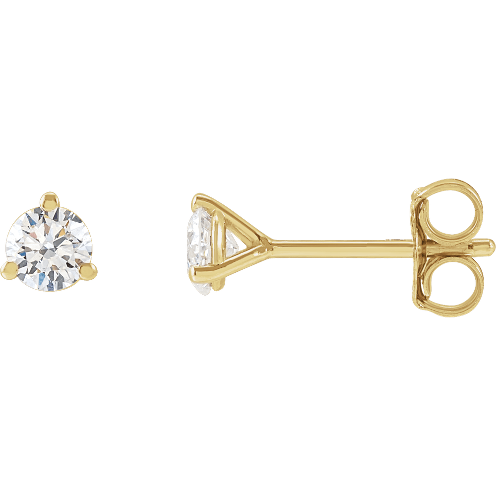 14K Gold Lab‑Grown Diamond Stud Earrings (3‑Prong Martini)