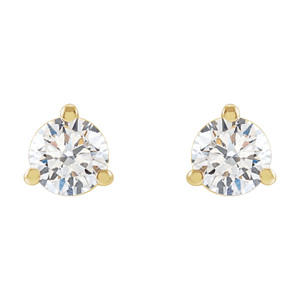 14K Gold Lab‑Grown Diamond Stud Earrings (3‑Prong Martini)