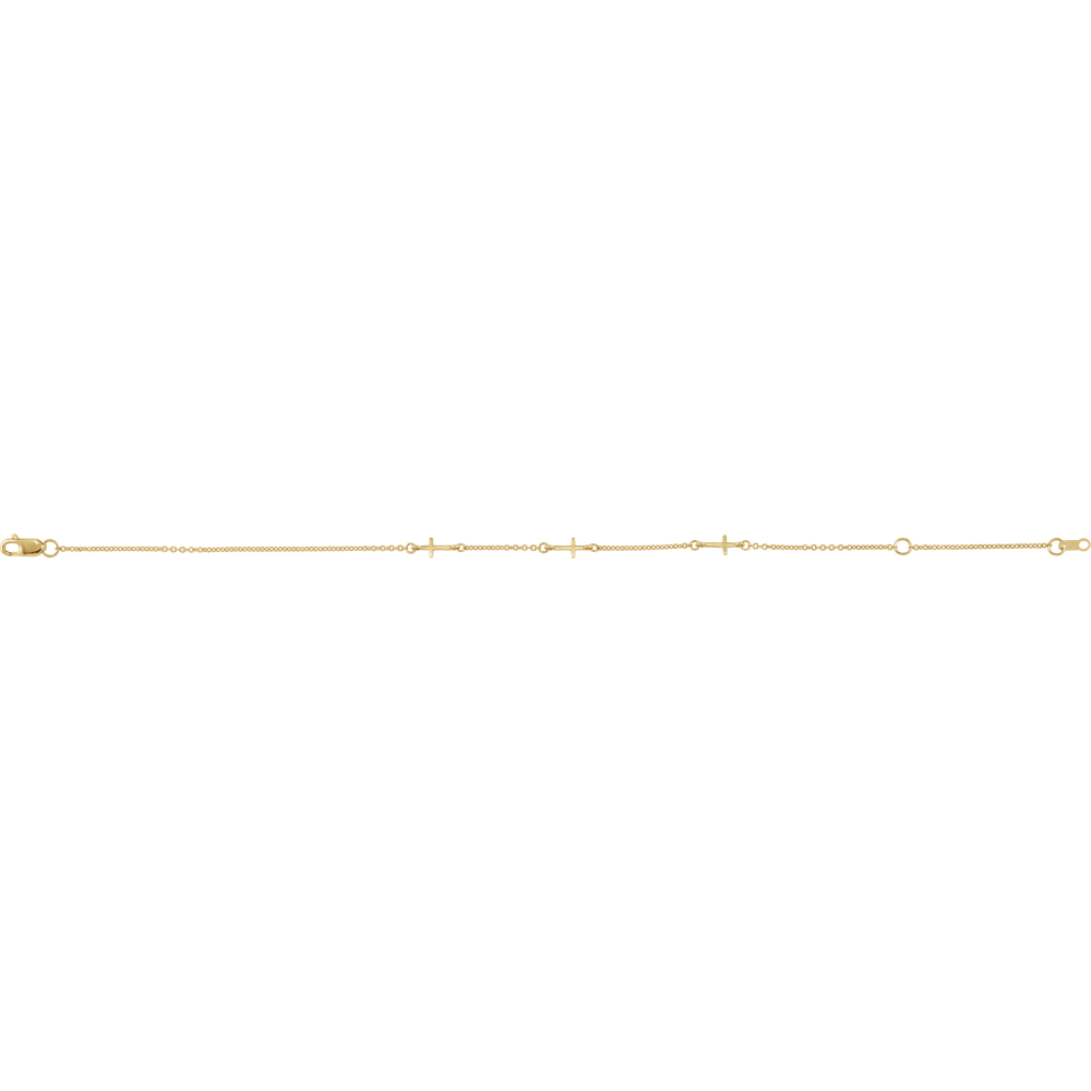 14K Gold Cross Station Bracelet