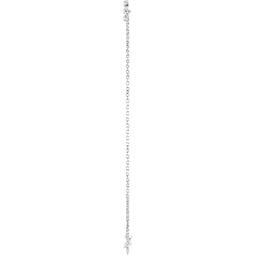 14K White Gold Beaded Cross 7" Bracelet