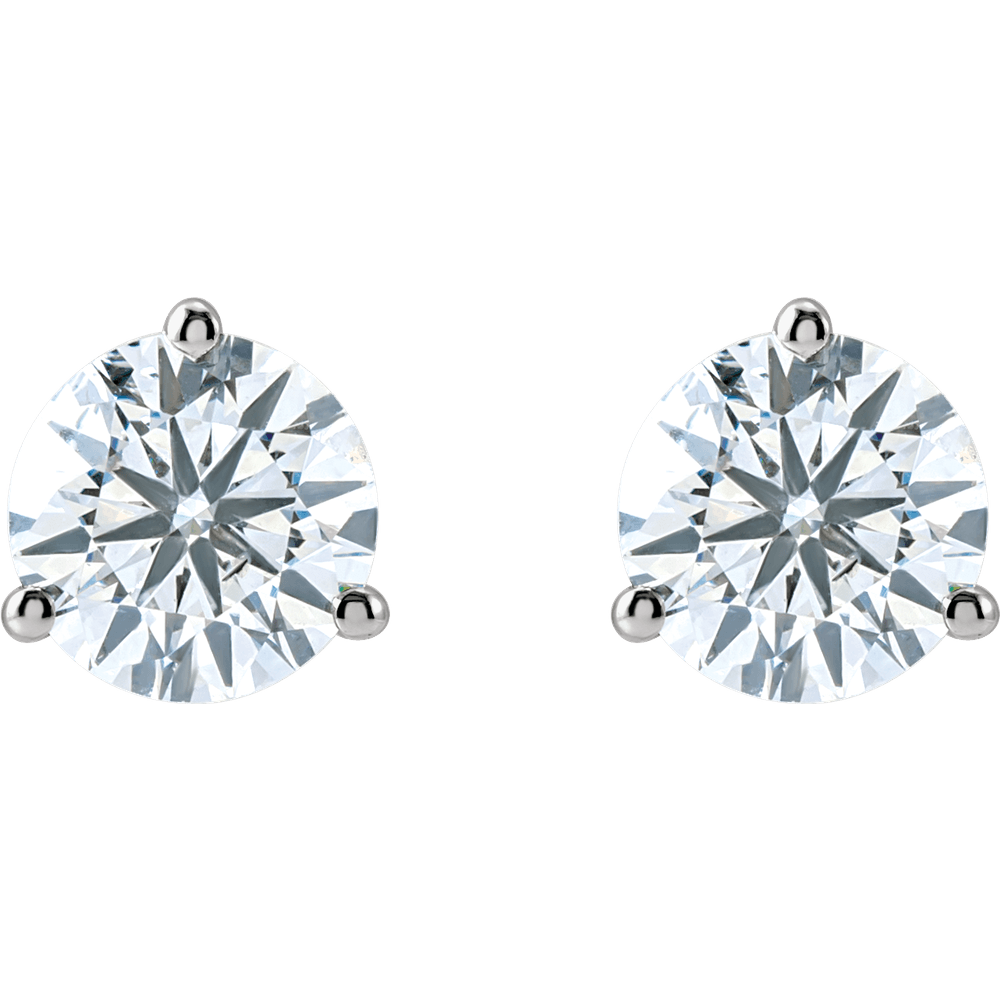 14K Gold Lab‑Grown Diamond Stud Earrings (3‑Prong Martini)