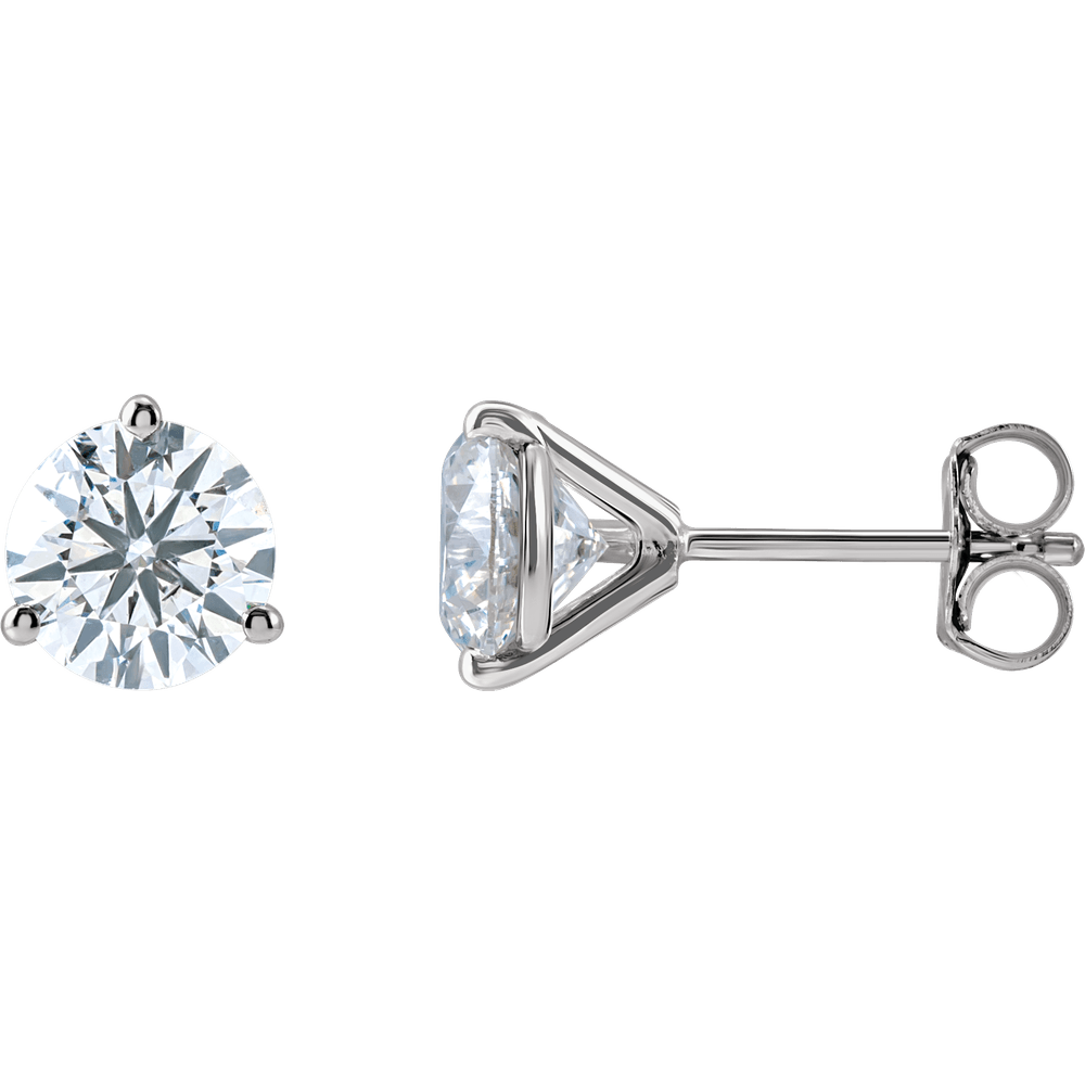 14K Gold Lab‑Grown Diamond Stud Earrings (3‑Prong Martini)