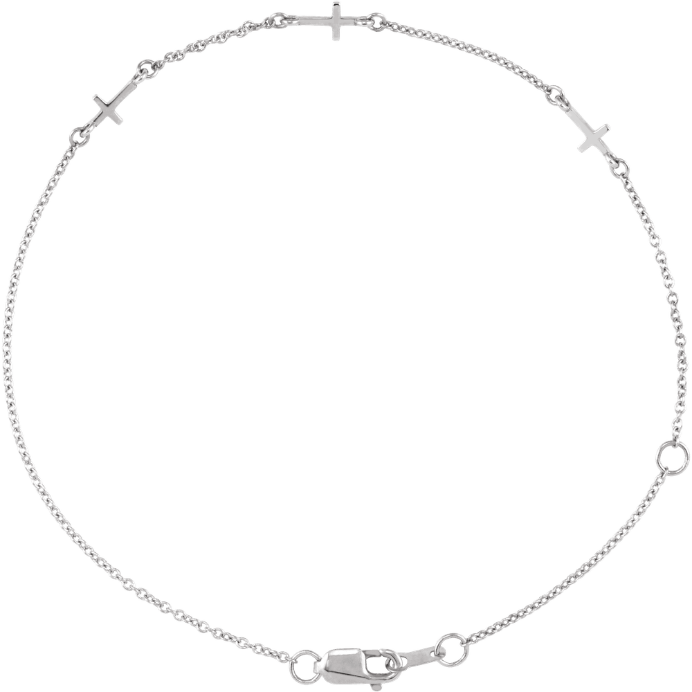 14K Gold Cross Station Bracelet