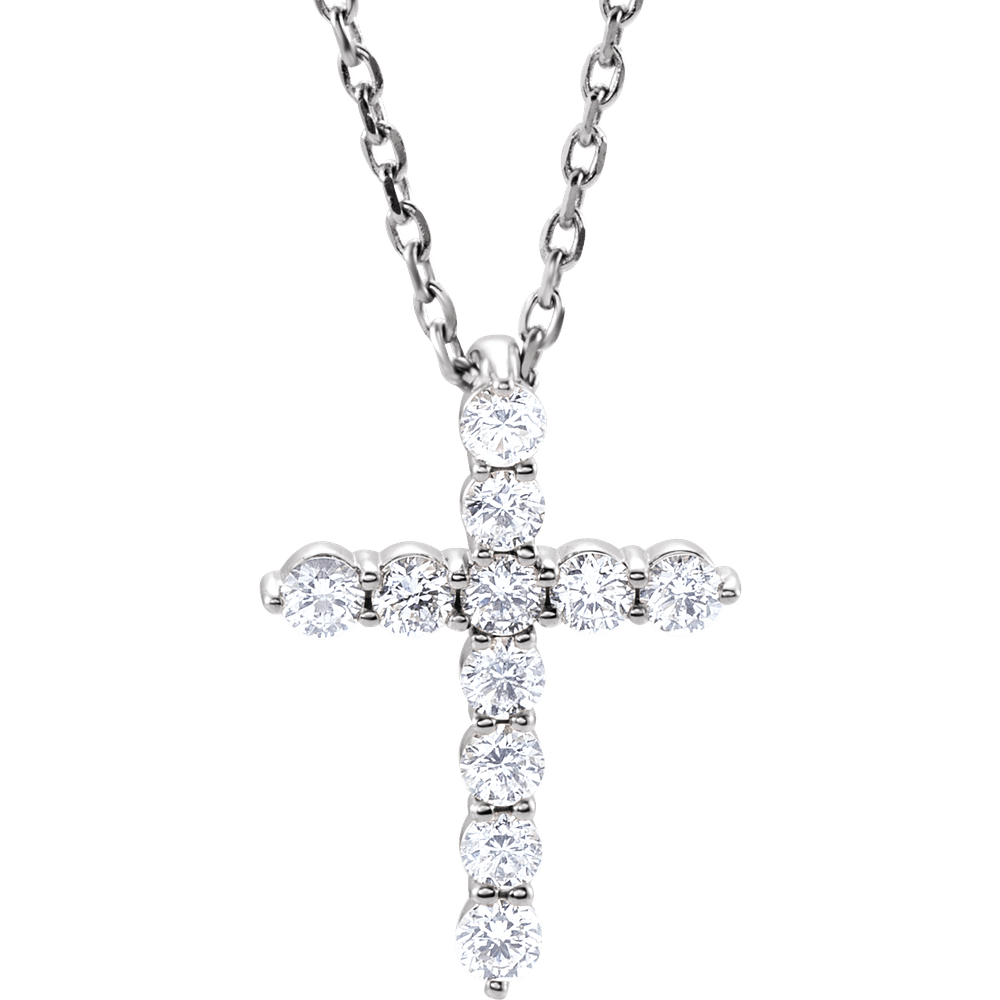 14K Gold Lab-Grown Diamond Cross Necklace