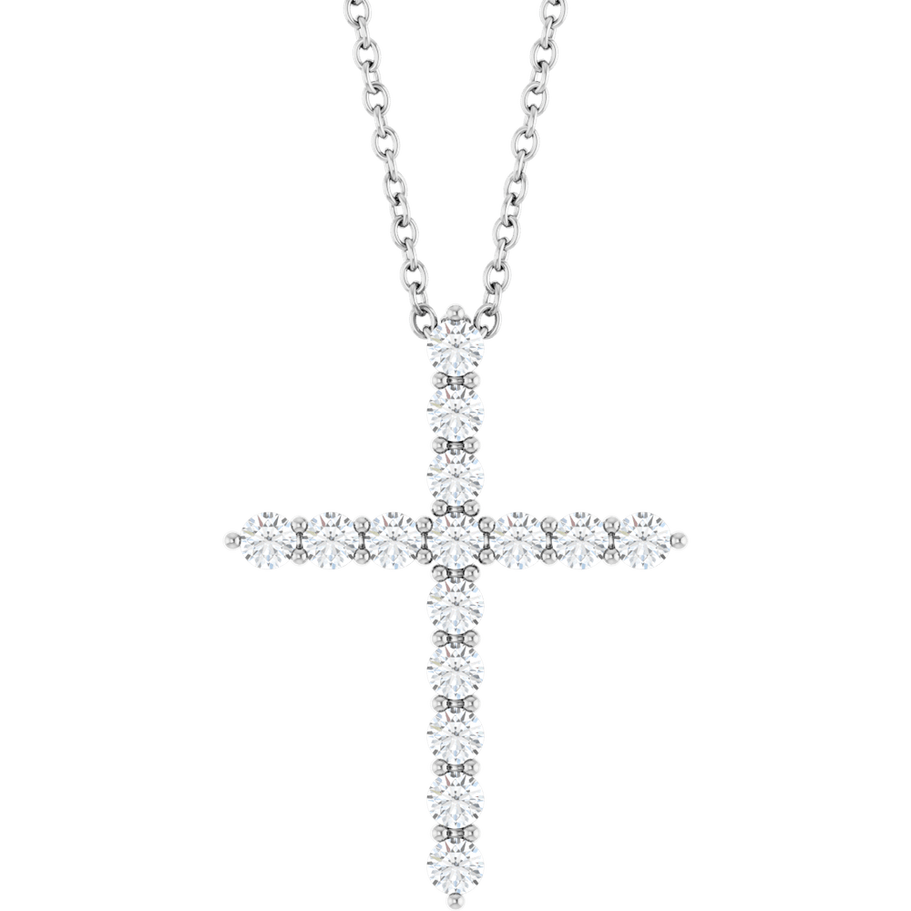 14K Gold Lab-Grown Diamond Cross Necklace