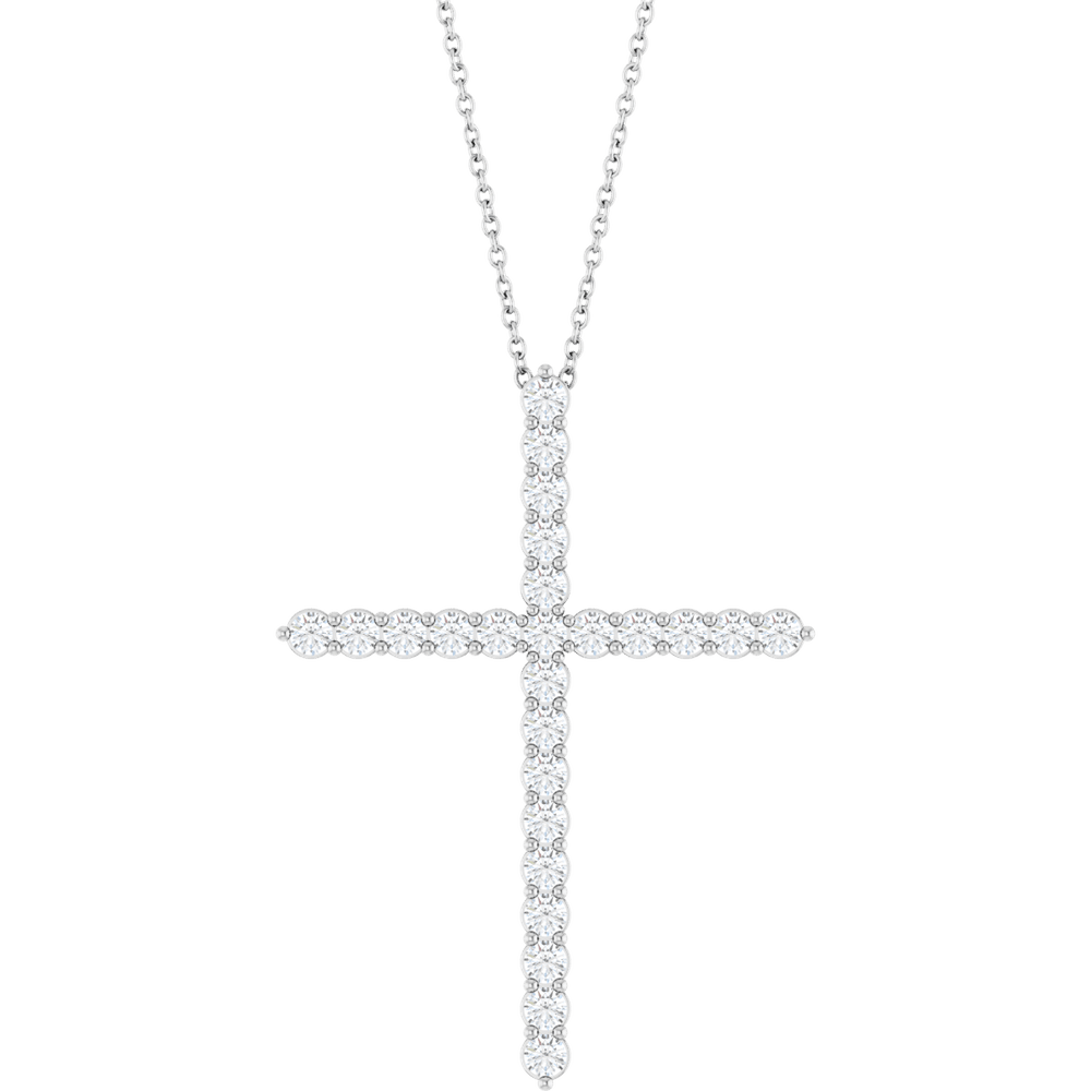 14K Gold Lab-Grown Diamond Cross Necklace